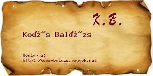 Koós Balázs névjegykártya